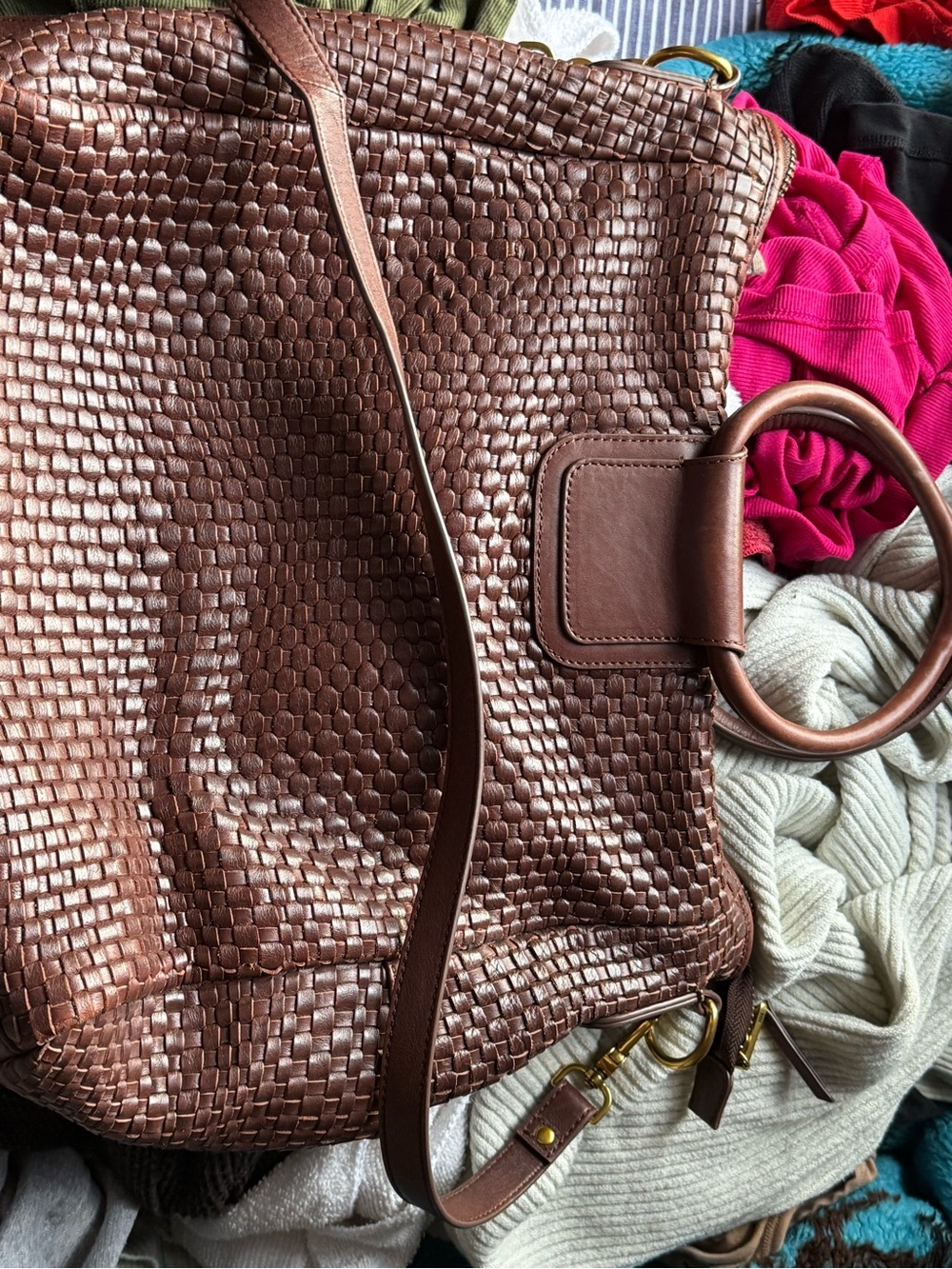 HOBO Woven Leather Tote in Brown - Picture 3 of 5